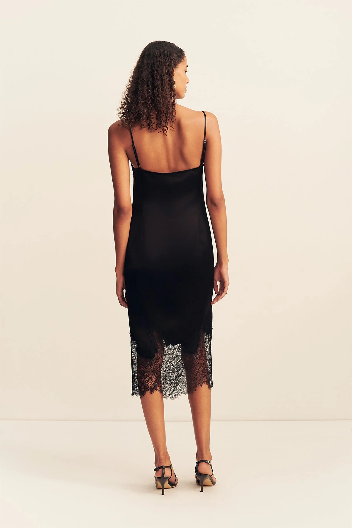 LUCIA LACE SLIP MIDI DRESS - BLACK - Image 5