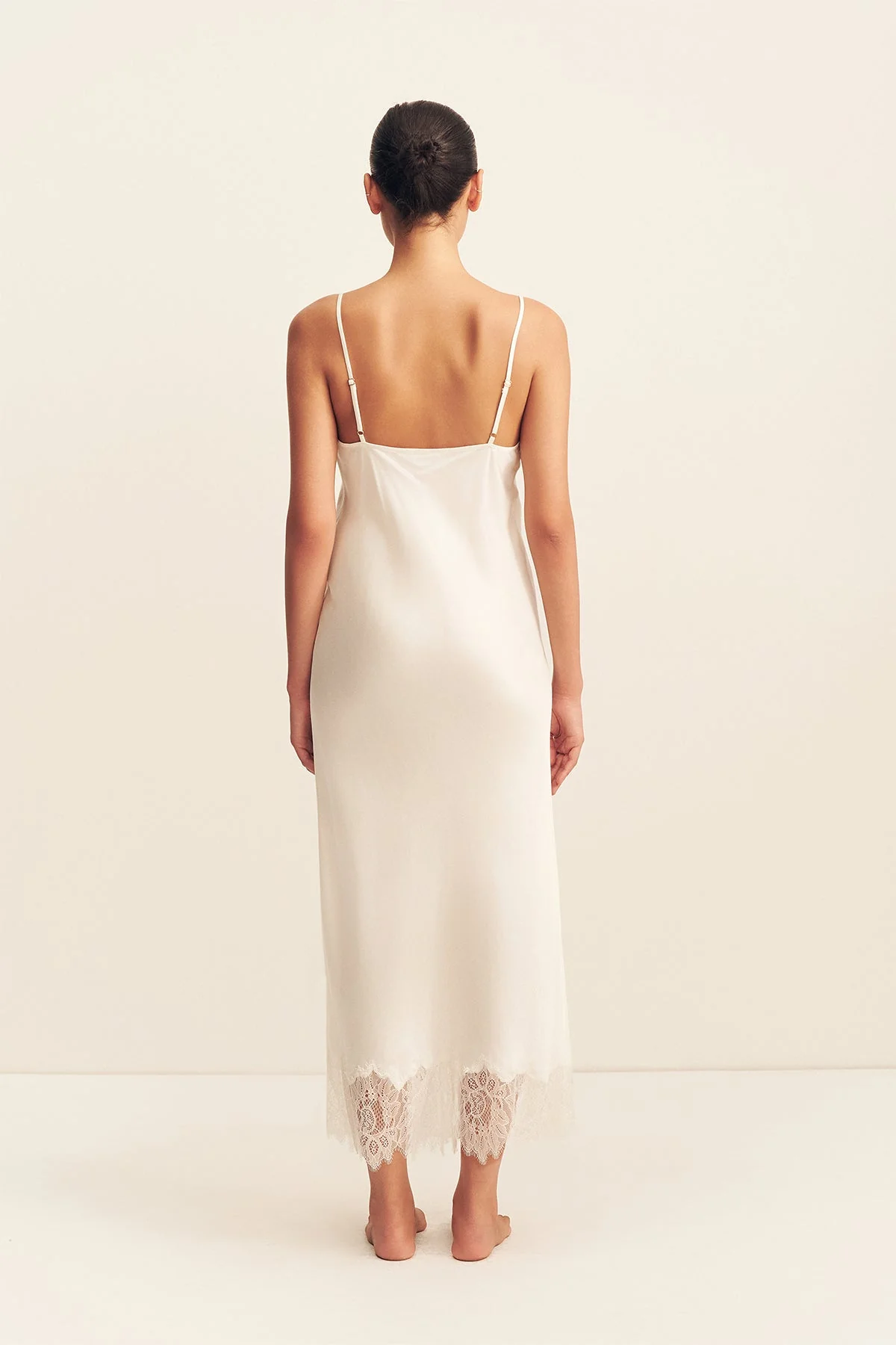 LUSTRE LACE SLIP MIDI DRESS - IVORY - Image 5