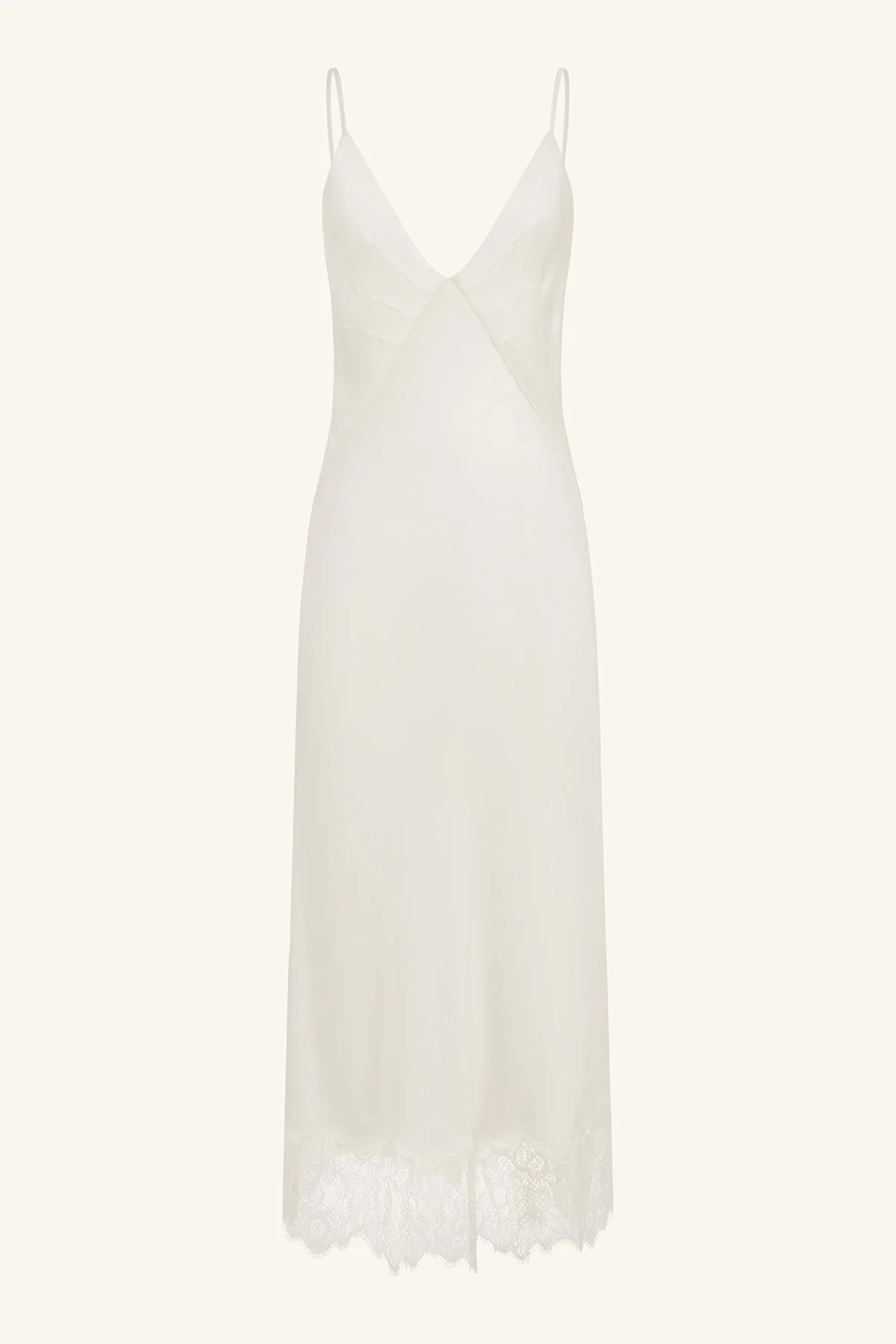 LUSTRE LACE SLIP MIDI DRESS - IVORY - Image 7