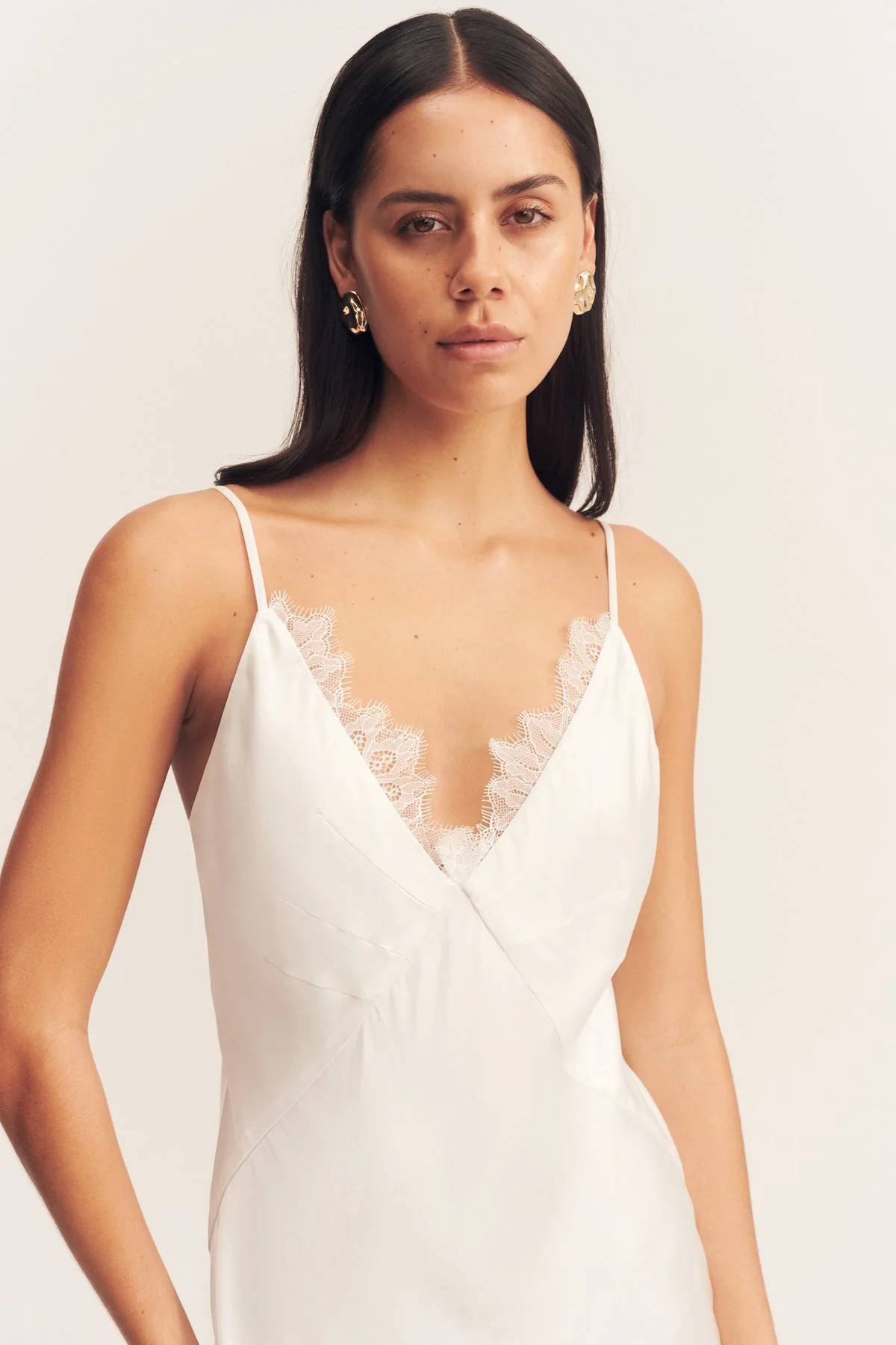 LUSTRE LACE SLIP MINI DRESS - IVORY - Image 2