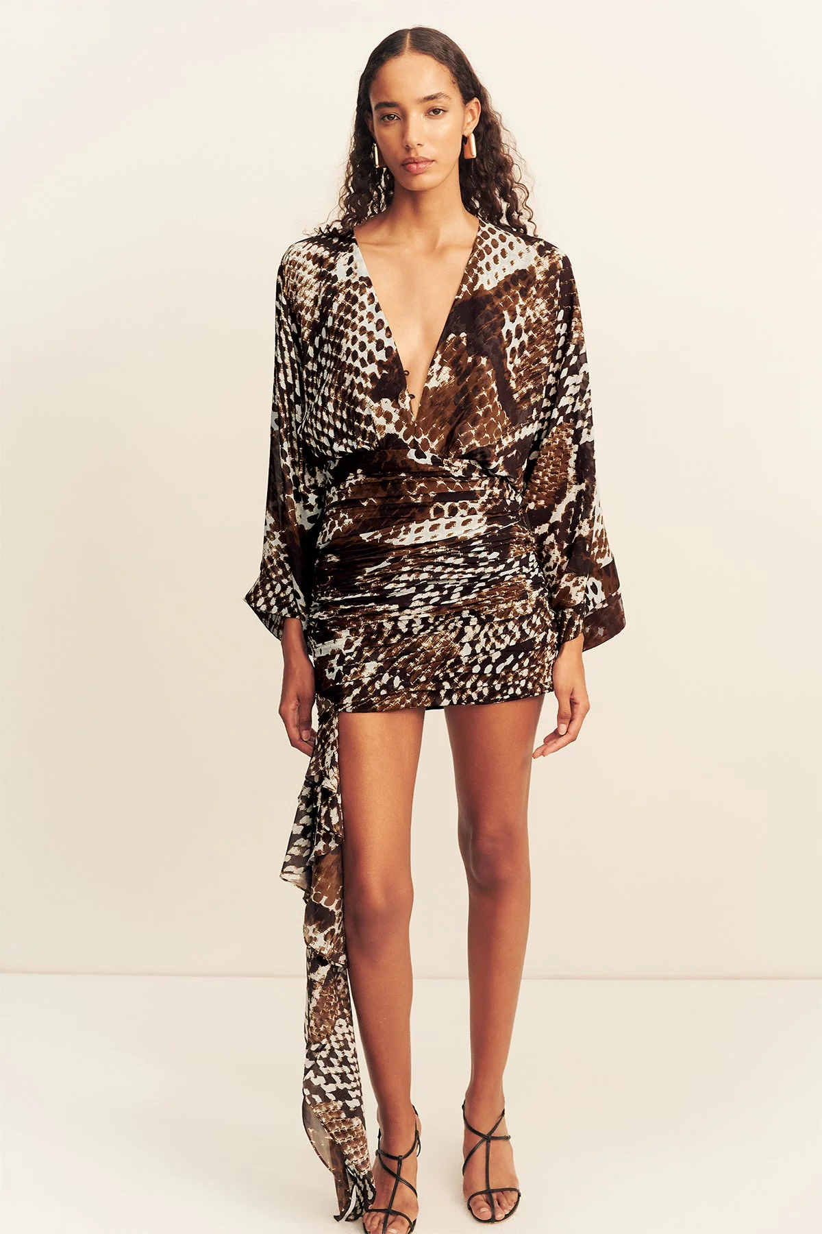 MAIA LONG SLEEVE PLUNGED MINI DRESS - Image 2