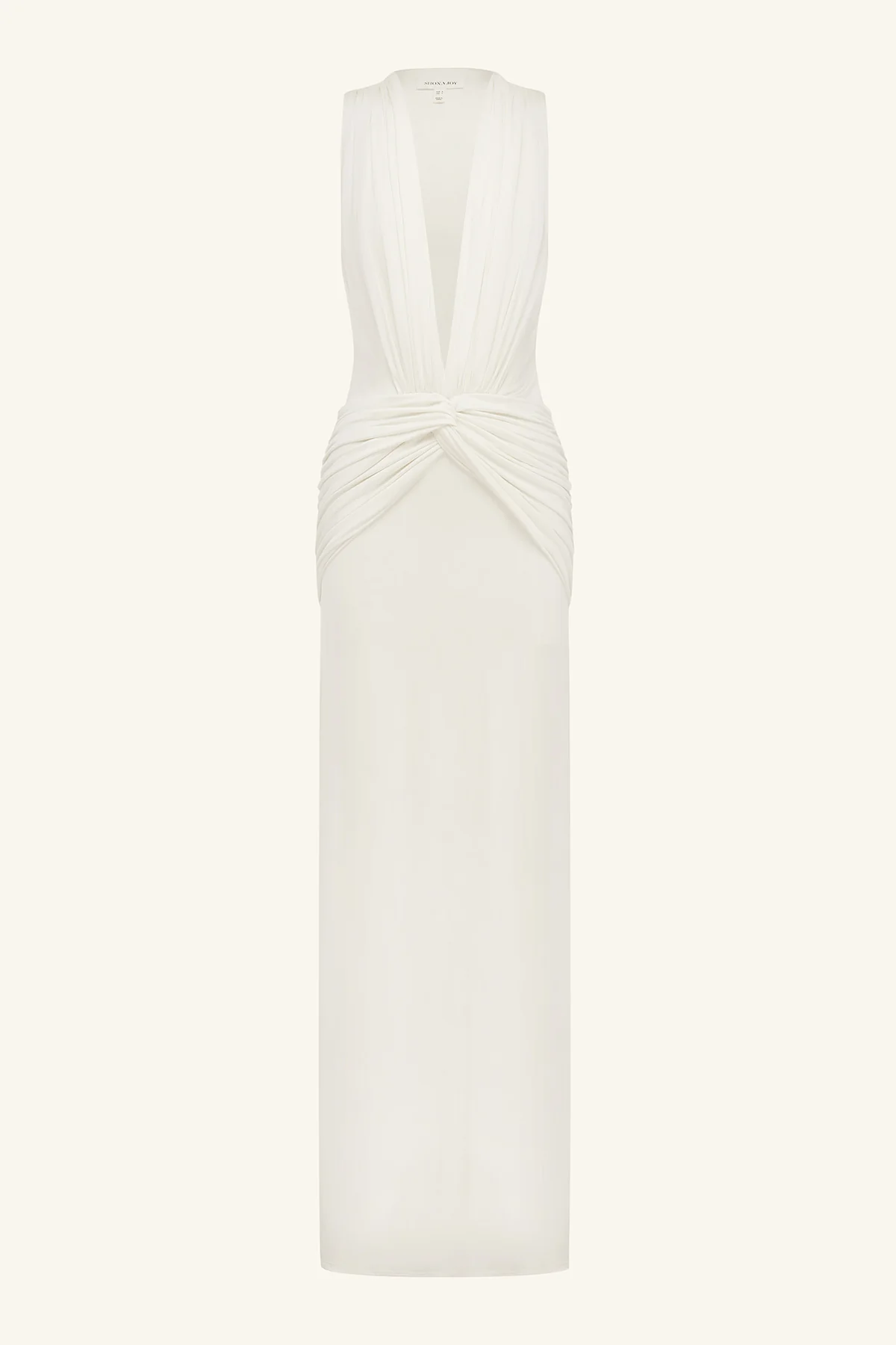 MIRO SLINKY JERSEY PLUNGED MAXI DRESS - IVORY - Image 5
