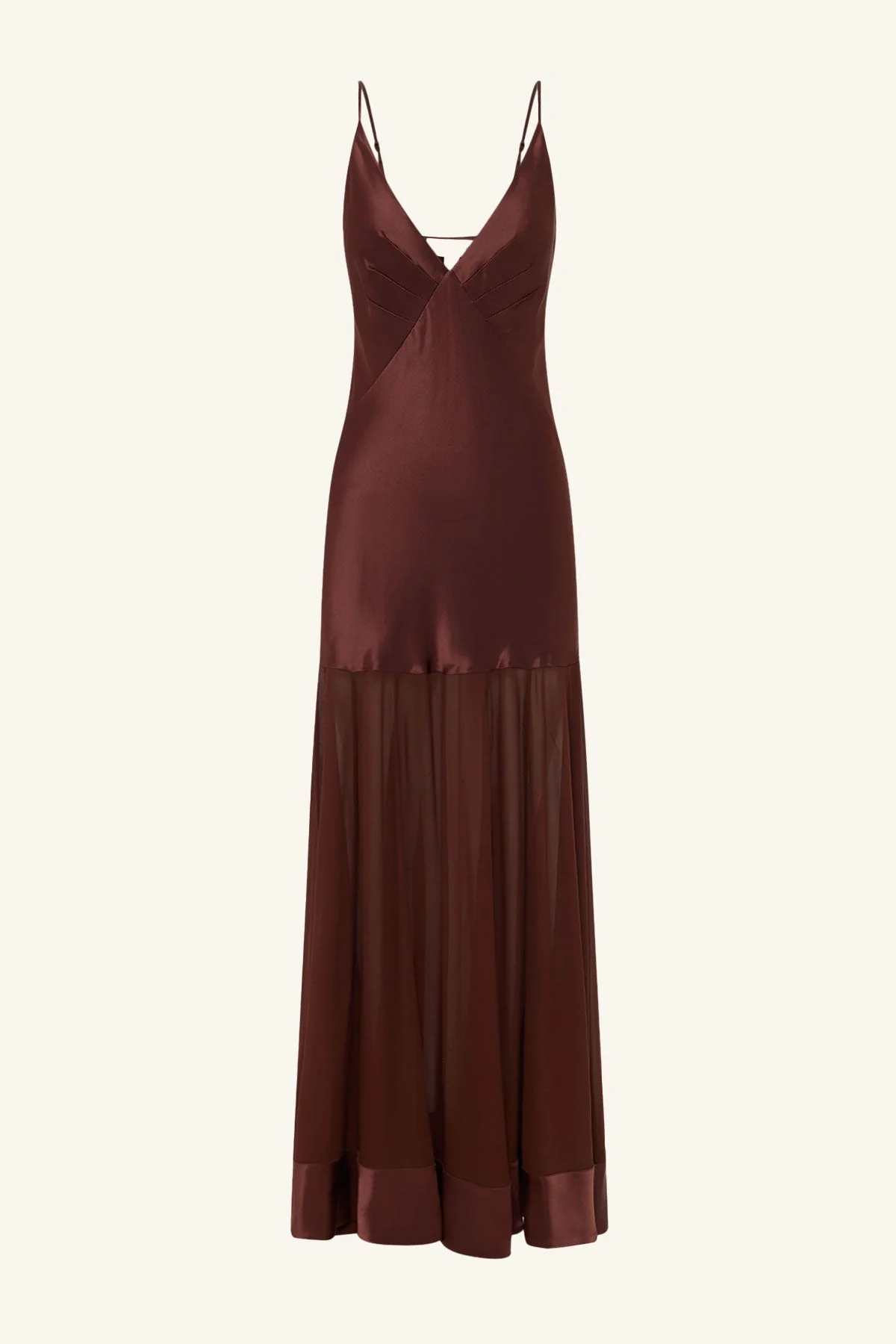 MORAYA PLUNGED MAXI DRESS - COFFEE - Image 8