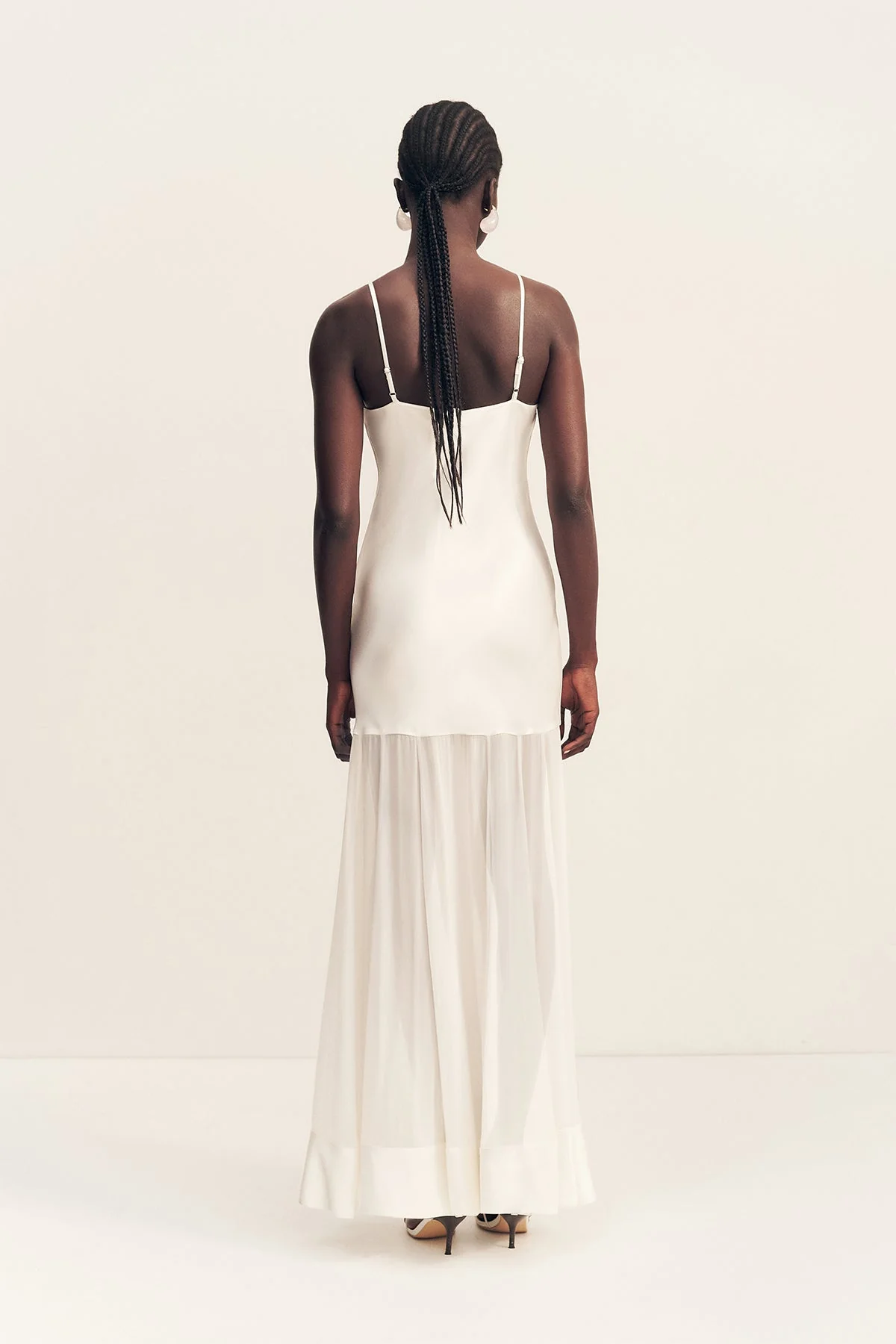 MORAYA PLUNGED MAXI DRESS - IVORY - Image 5