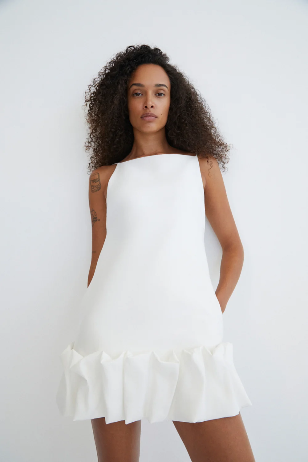 OTIS BUBBLE HEM MINI DRESS - IVORY - Image 7