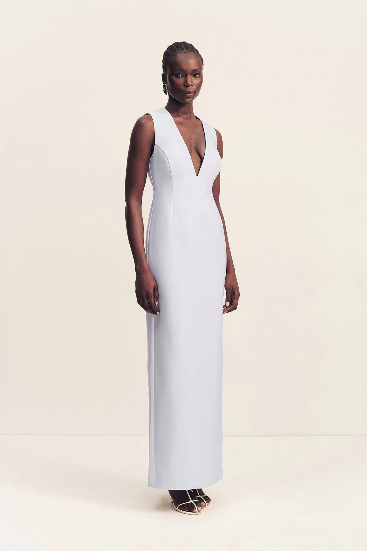 OTIS PLUNGED FITTED MAXI DRESS - SKY - Image 3
