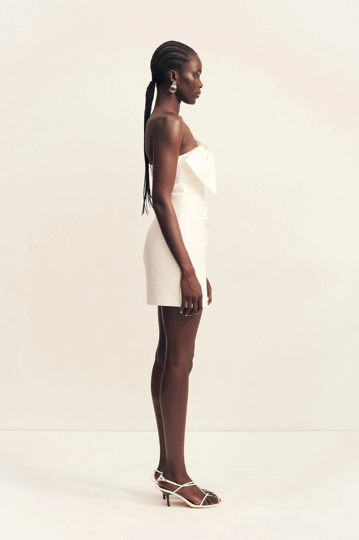 OTIS TWIST KNOT MINI DRESS - IVORY - Image 3