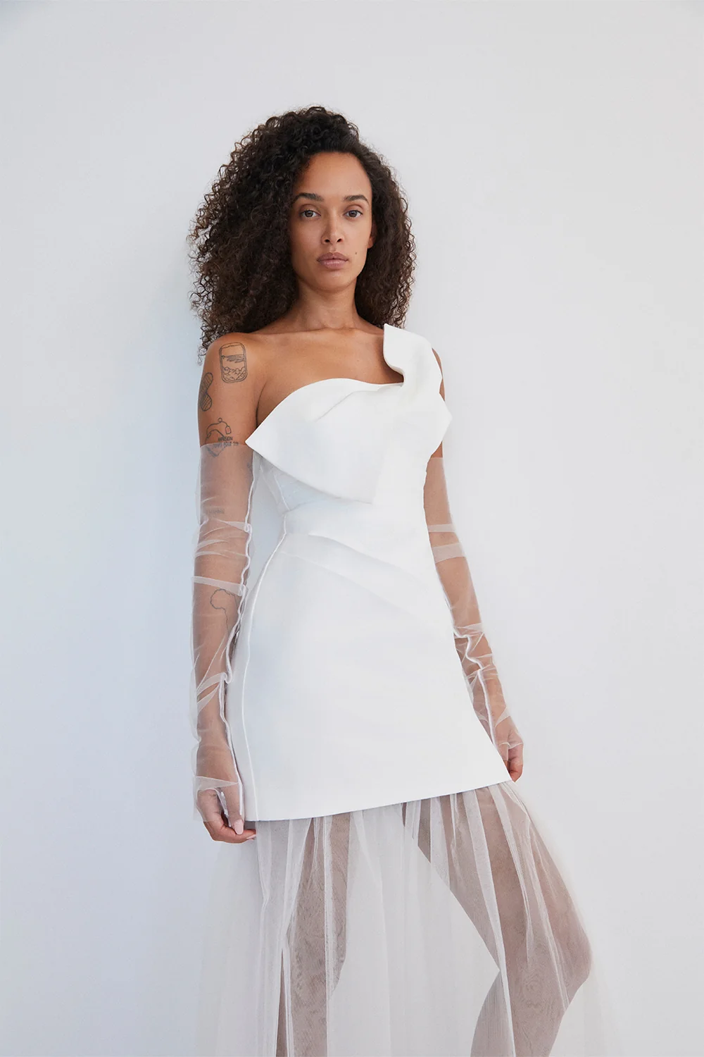 OTIS TWIST KNOT MINI DRESS - IVORY - Image 6