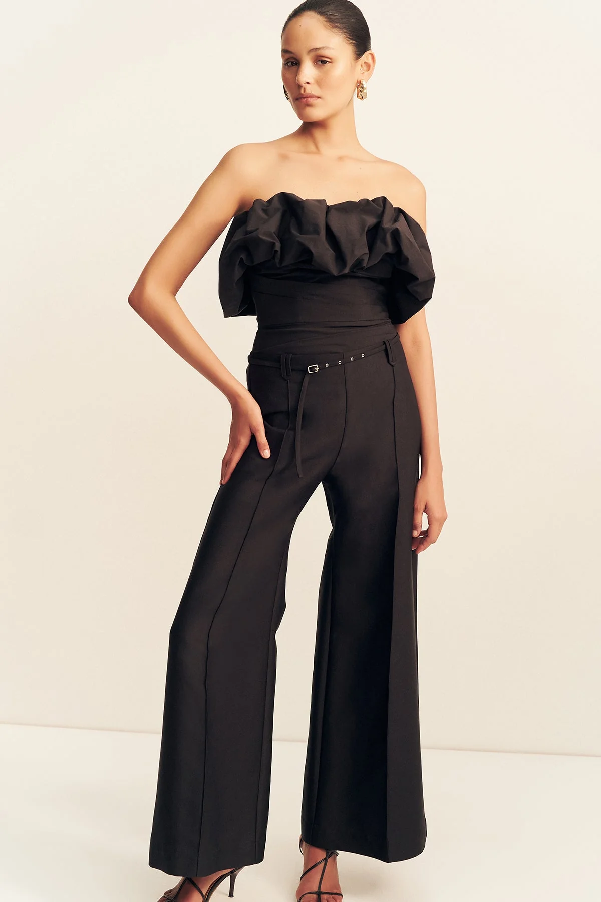 OTIS WIDE LEG BELTED PANT - BLACK - Image 2