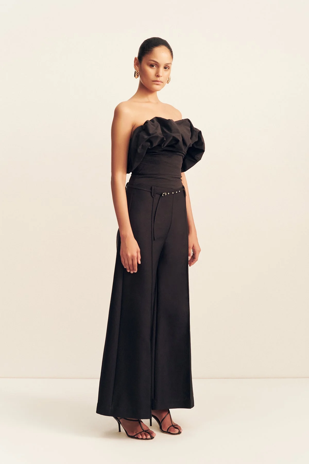 OTIS WIDE LEG BELTED PANT - BLACK - Image 3