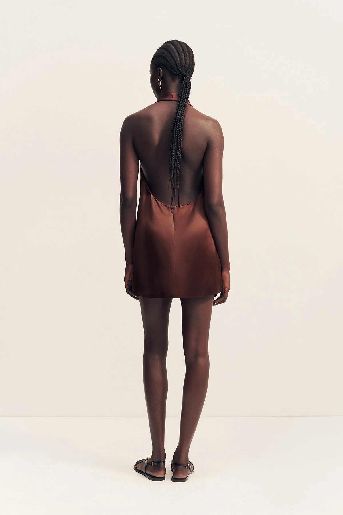 SAVANNA HALTER NECK MINI DRESS - COFFEE - Image 5