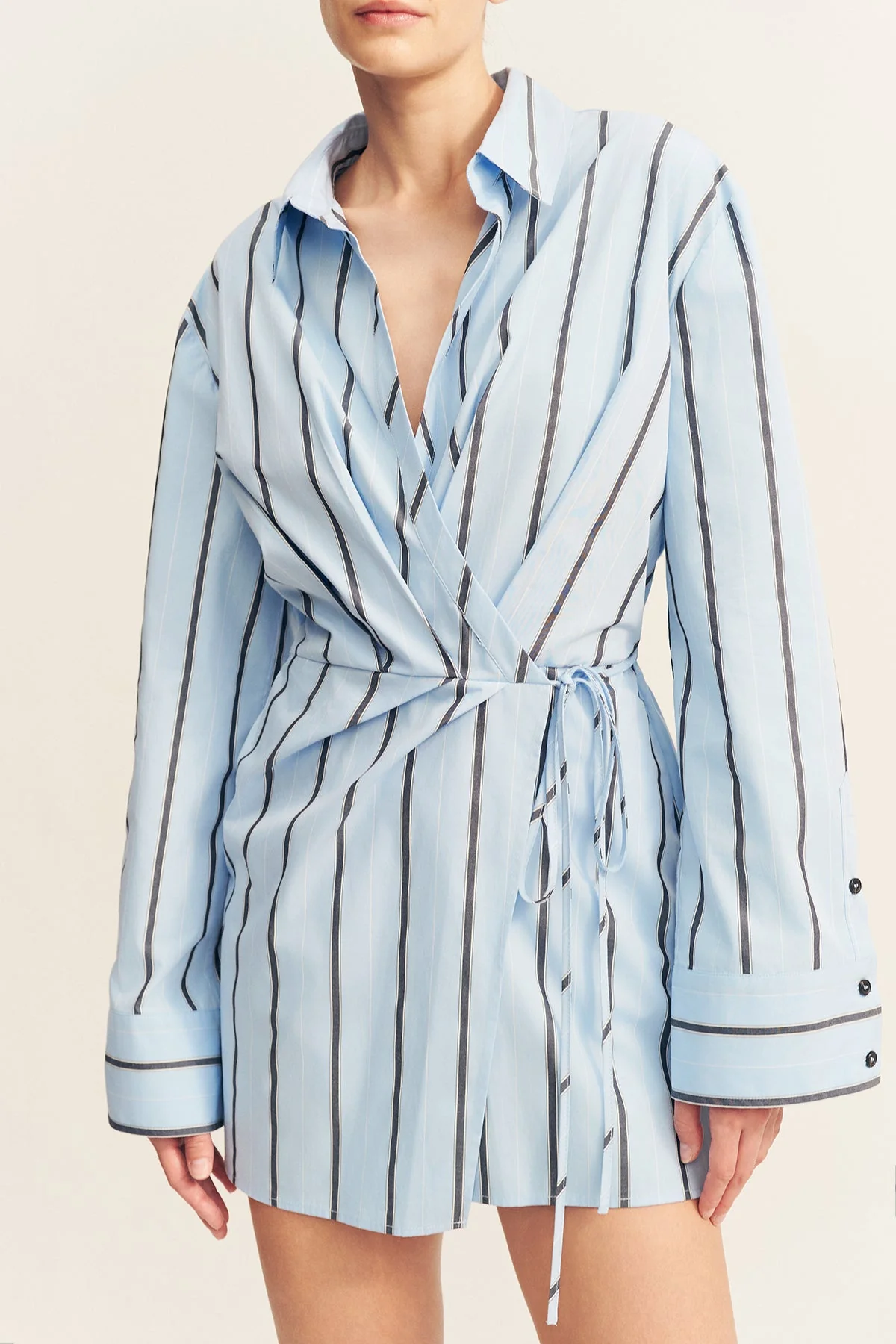 SAXON COTTON DRAPED SHIRT MINI DRESS - Image 6