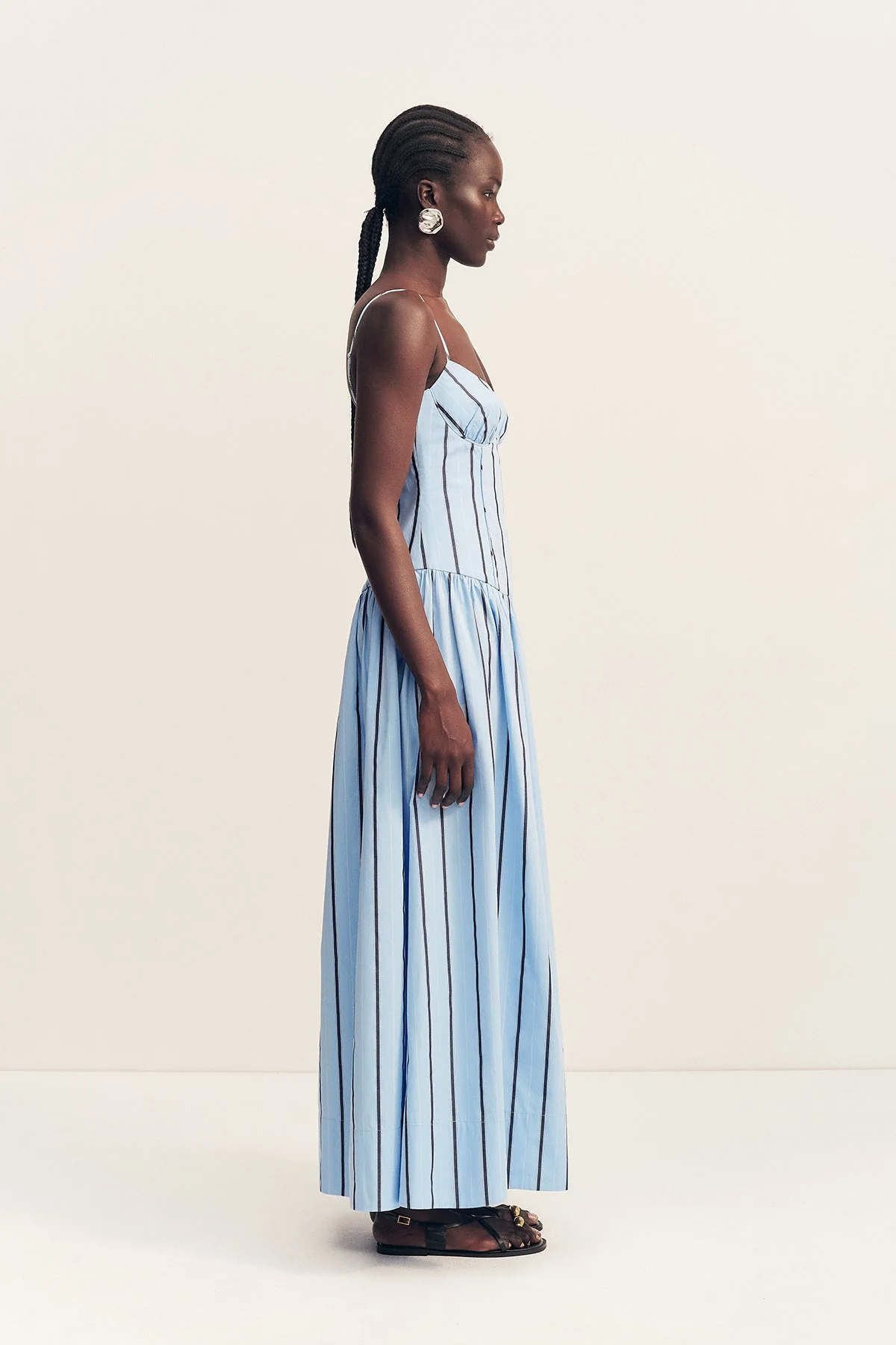 SAXON COTTON PANELLED BUSTIER MAXI DRESS - Image 4