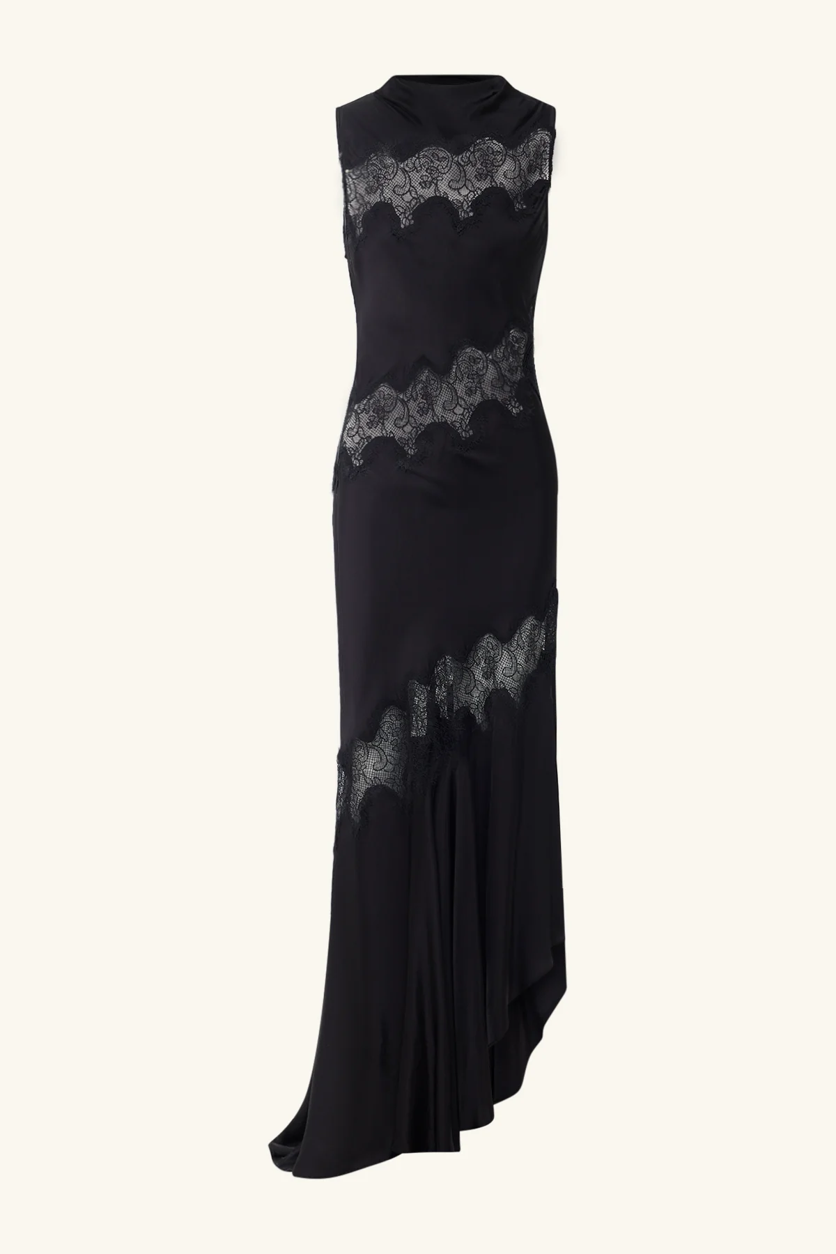SIMONA ASYMMETRICAL PANELLED MAXI DRESS - BLACK - Image 10