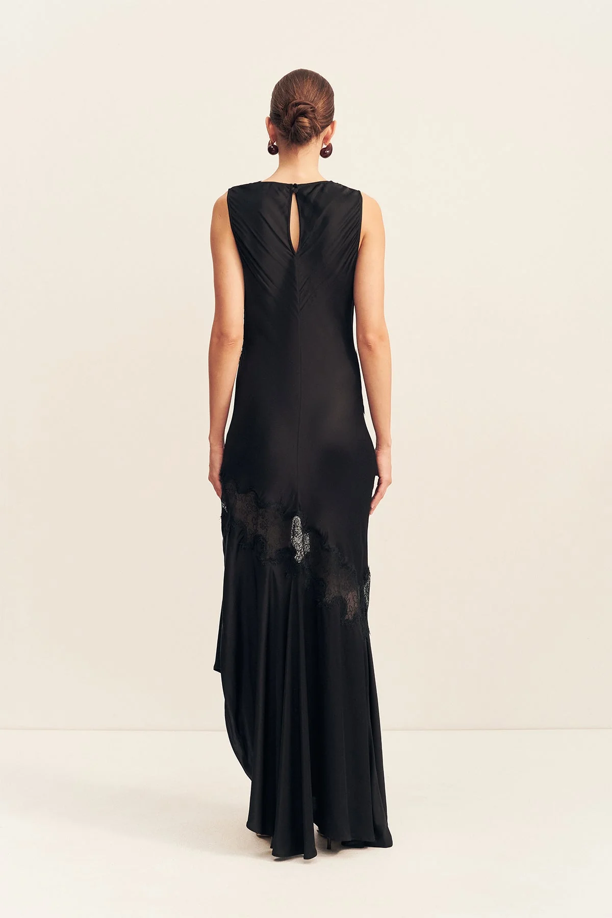 SIMONA ASYMMETRICAL PANELLED MAXI DRESS - BLACK - Image 6