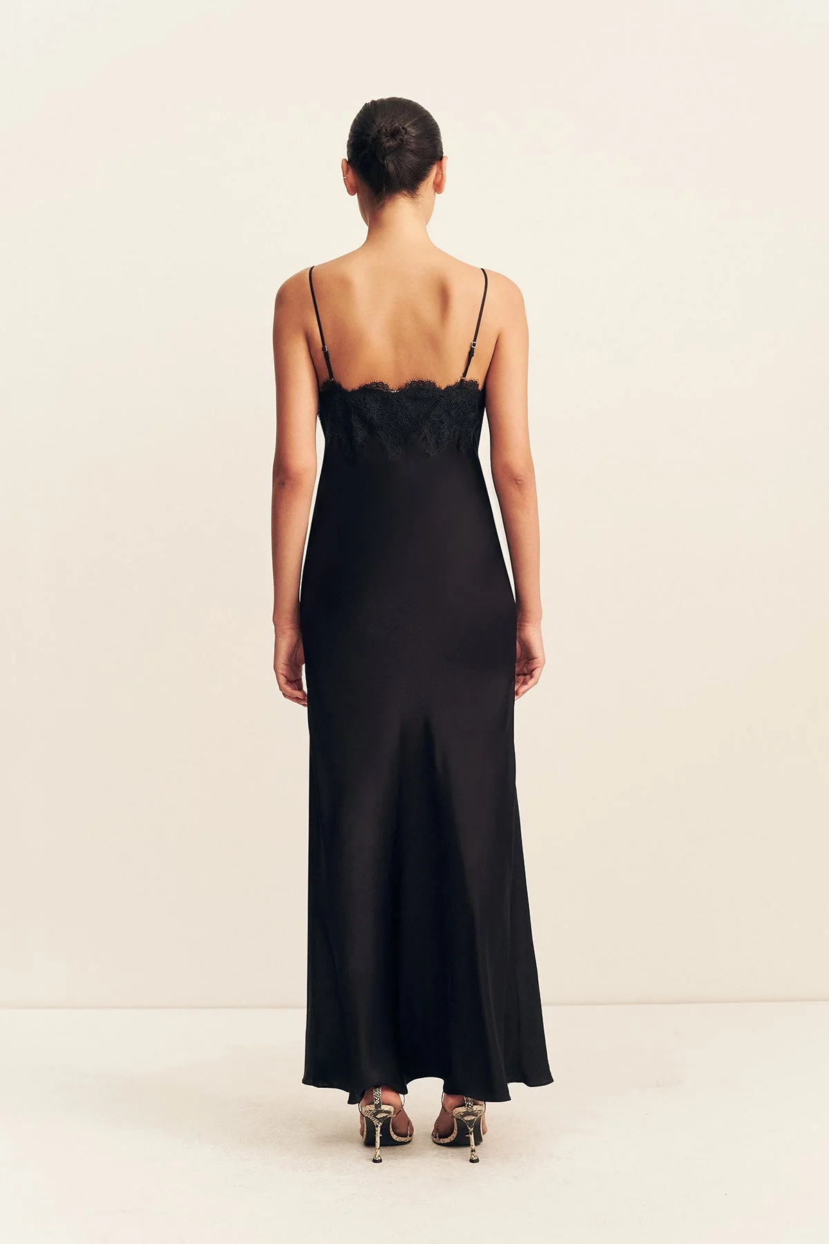 SIMONA LACE SLIP MAXI DRESS - BLACK - Image 5