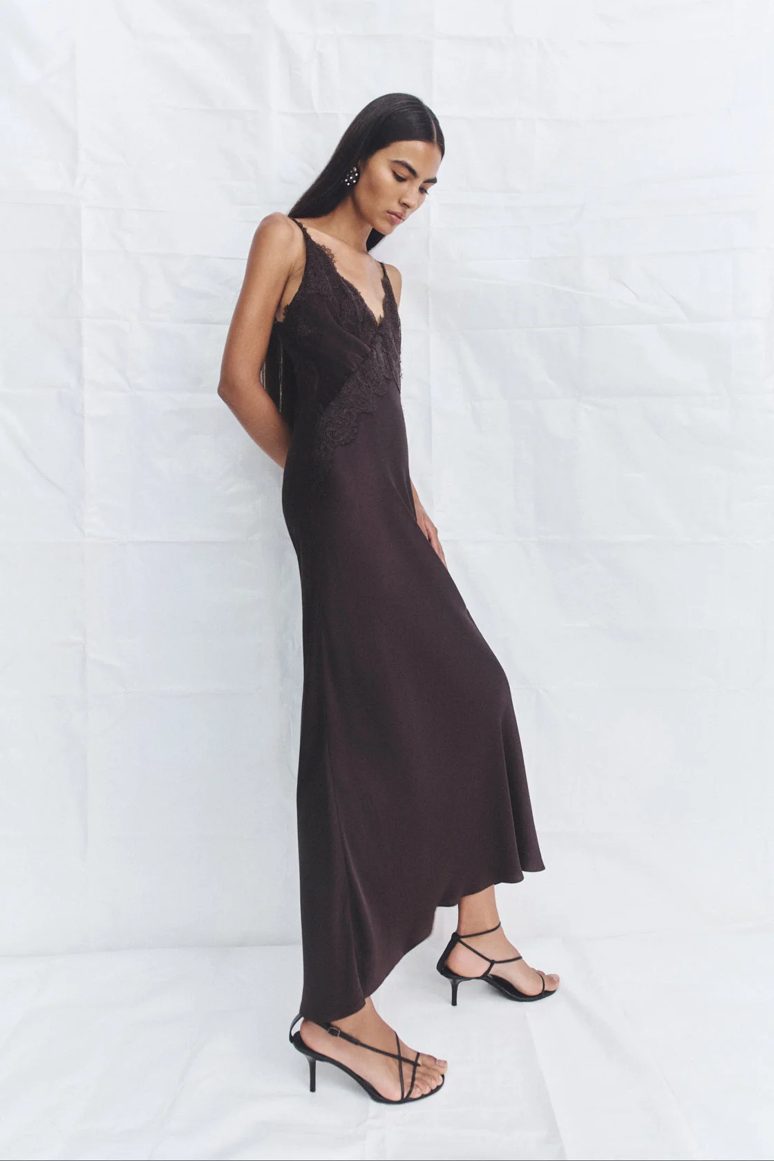 SIMONA LACE SLIP MAXI DRESS - ESPRESSO - Image 6