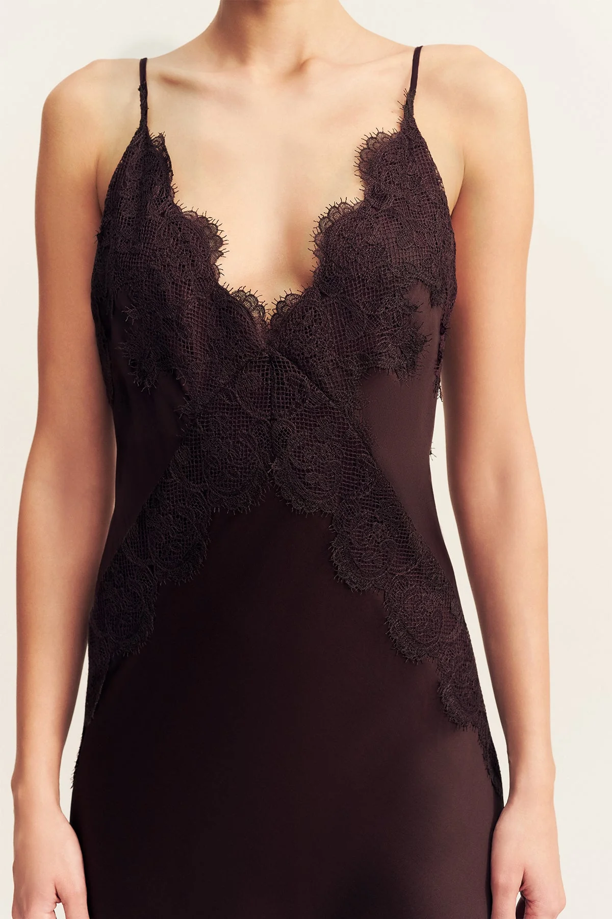 SIMONA LACE SLIP MAXI DRESS - ESPRESSO - Image 7