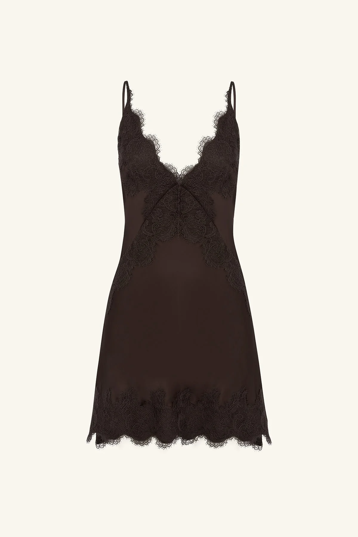 SIMONA LACE SLIP MINI DRESS - ESPRESSO - Image 8