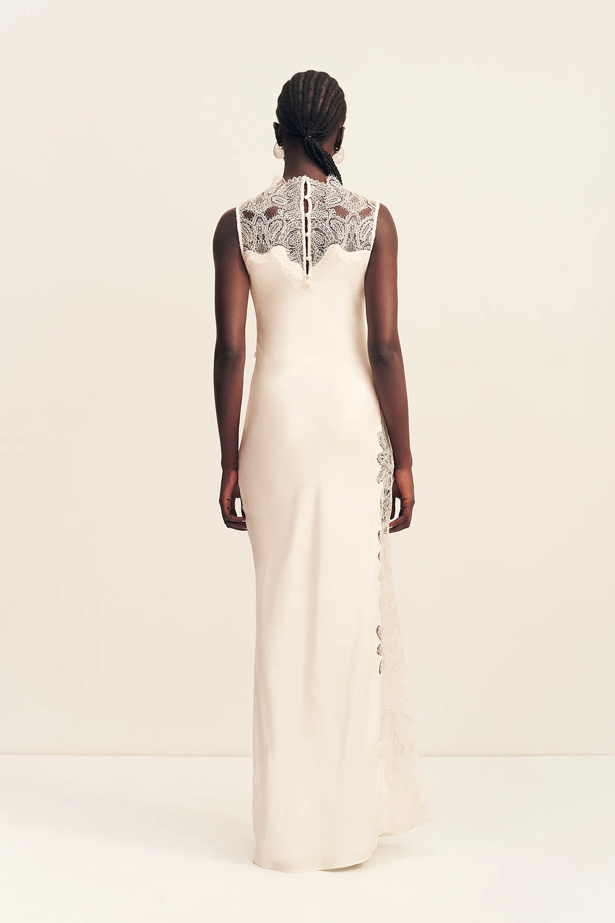 STRATUS SHEER LACE HIGH NECK MAXI DRESS - IVORY - Image 5