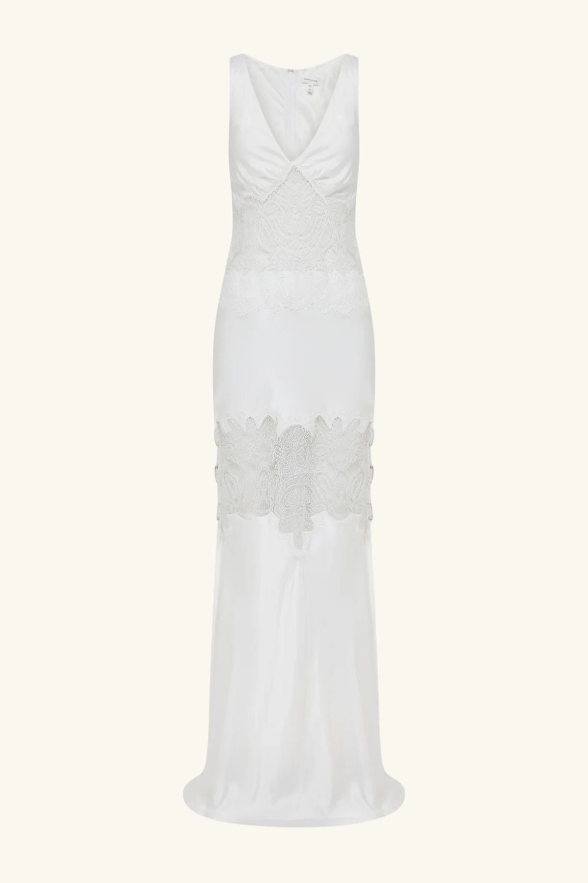 STRATUS PLUNGED LACE PANELLED MAXI DRESS - IVORY - Image 6