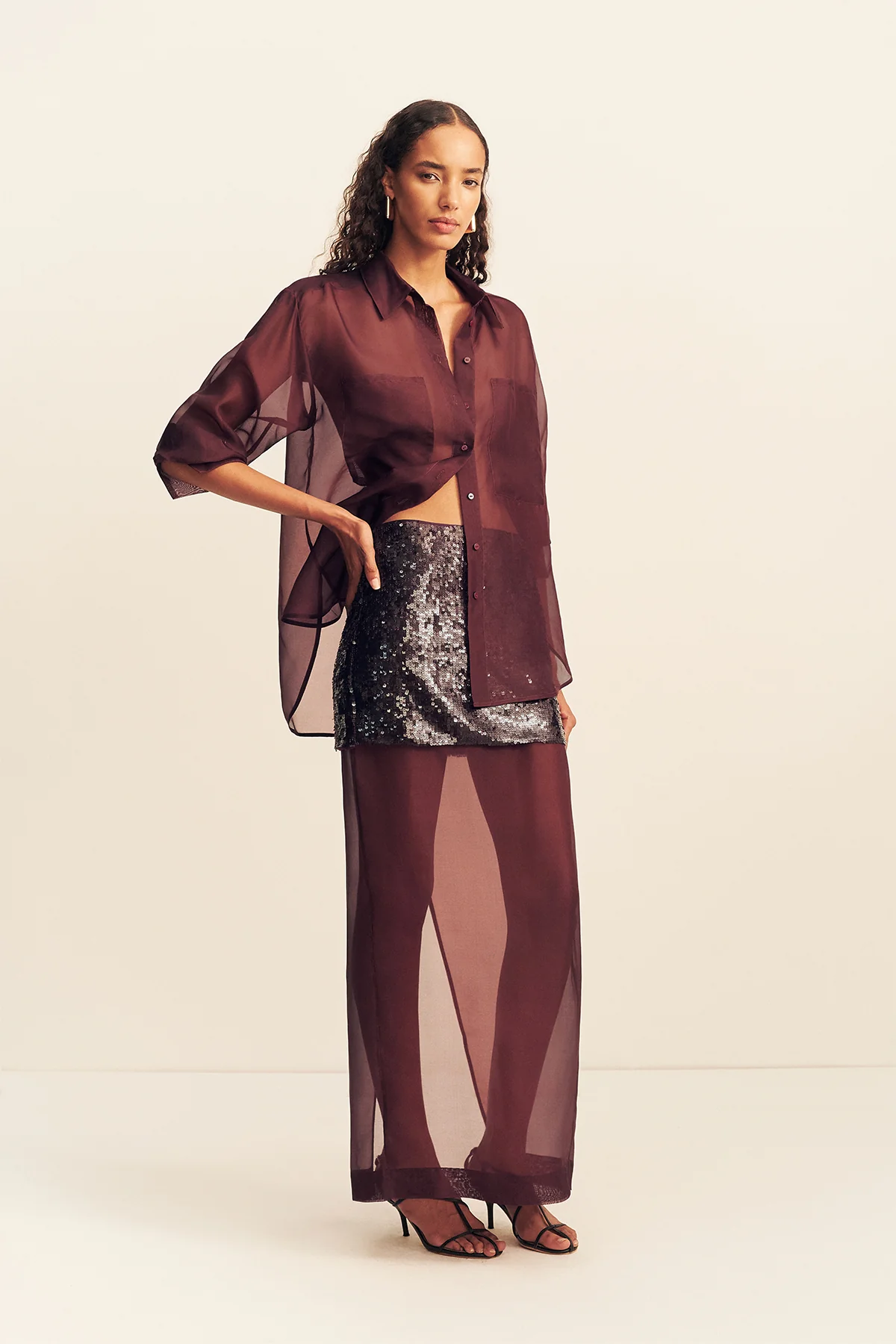 TIBBY SILK ORGANZA SHIRT - PORT ROYALE - Image 3