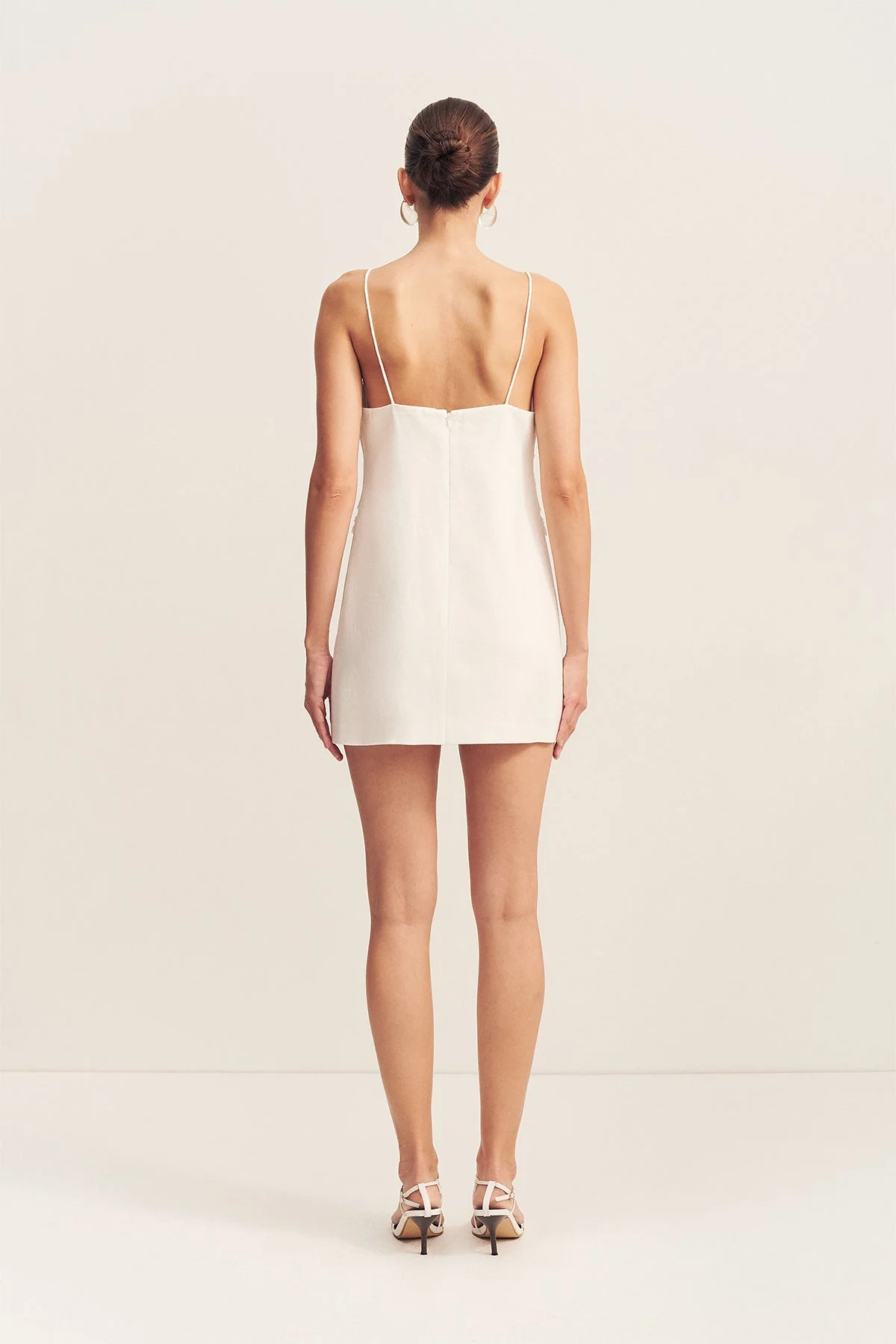 TOILE LINEN LACE MINI DRESS - IVORY - Image 5