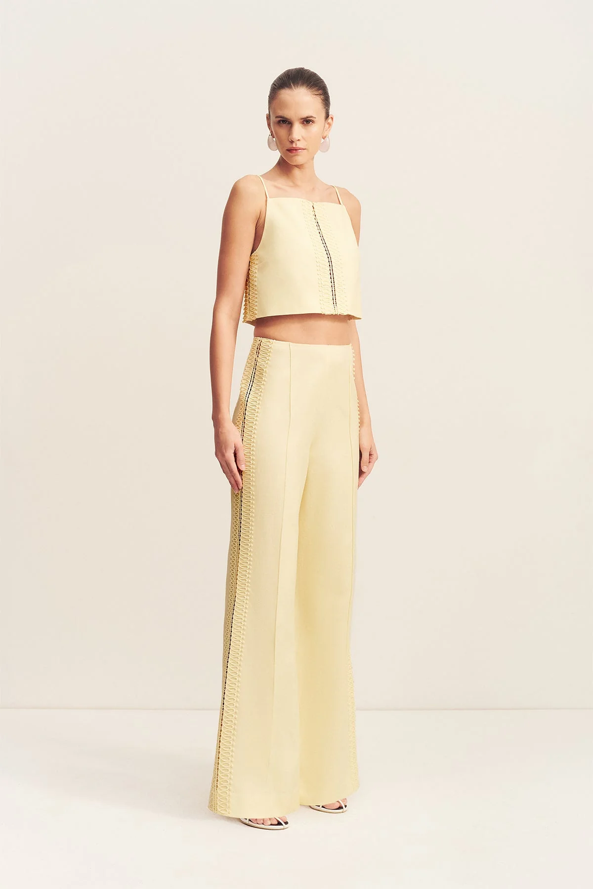WRIGHT LACE LINEN BLEND PINTUCK PANT